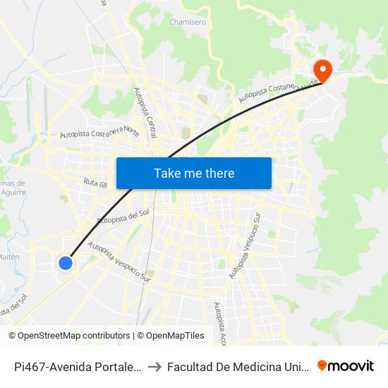 Pi467-Avenida Portales / Esq. San Lorenzo to Facultad De Medicina Universidad Del Desarrollo map