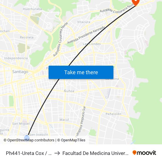Ph441-Ureta Cox / Esq. Montreal to Facultad De Medicina Universidad Del Desarrollo map