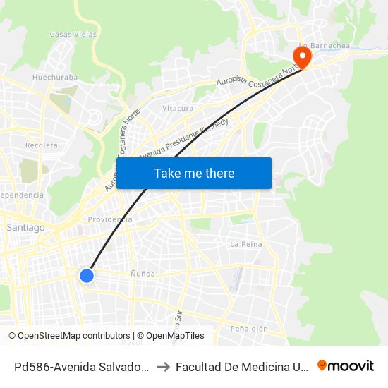 Pd586-Avenida Salvador / Esq. José Dgo. Cañas to Facultad De Medicina Universidad Del Desarrollo map