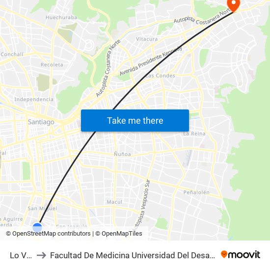 Lo Vial to Facultad De Medicina Universidad Del Desarrollo map