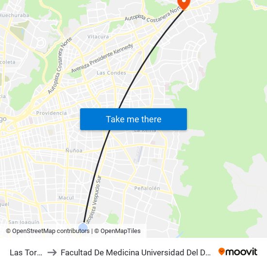 Las Torres to Facultad De Medicina Universidad Del Desarrollo map