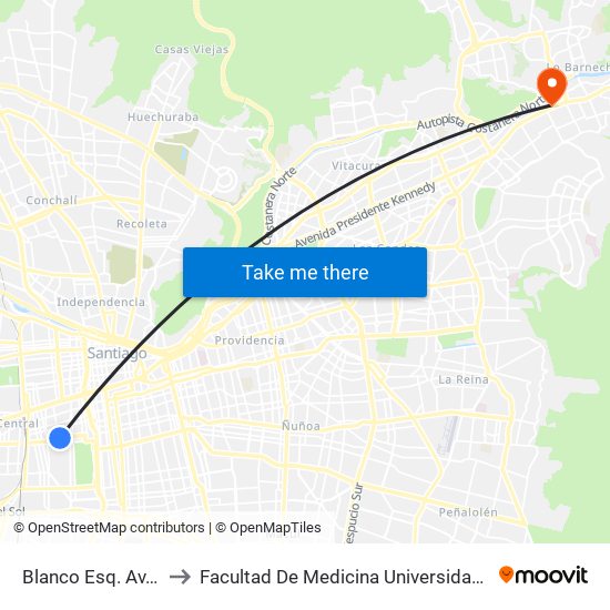 Blanco Esq. Av. España to Facultad De Medicina Universidad Del Desarrollo map