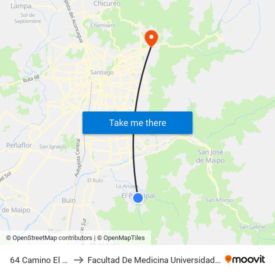 64 Camino El Chalaco to Facultad De Medicina Universidad Del Desarrollo map