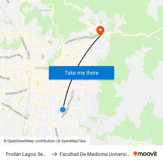 Froilán Lagos Sepúlveda, 275 to Facultad De Medicina Universidad Del Desarrollo map