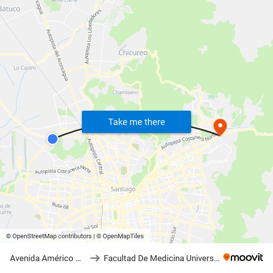 Avenida Américo Vespucio, 611 to Facultad De Medicina Universidad Del Desarrollo map