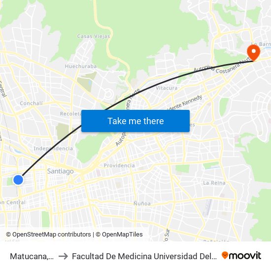 Matucana, 495 to Facultad De Medicina Universidad Del Desarrollo map