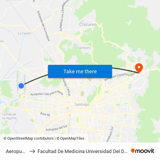 Aeropuerto to Facultad De Medicina Universidad Del Desarrollo map