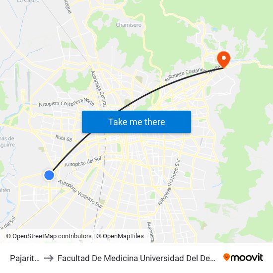Pajaritos to Facultad De Medicina Universidad Del Desarrollo map