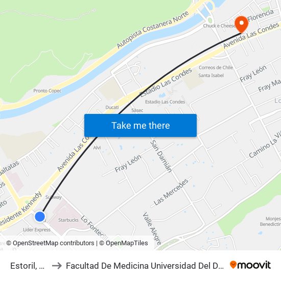 Estoril, 200 to Facultad De Medicina Universidad Del Desarrollo map