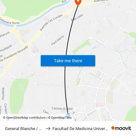 General Blanche / Camino Otoñal to Facultad De Medicina Universidad Del Desarrollo map