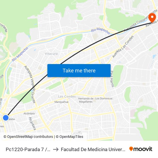 Pc1220-Parada 7 / (M) Tobalaba to Facultad De Medicina Universidad Del Desarrollo map
