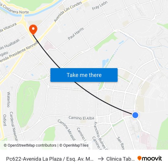 Pc622-Avenida La Plaza / Esq. Av. Mons. A. Del Portillo to Clínica Tabancura map