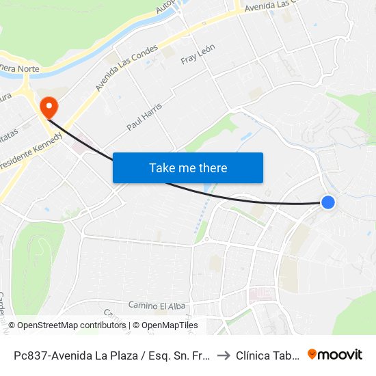Pc837-Avenida La Plaza / Esq. Sn. Francisco De Asís to Clínica Tabancura map
