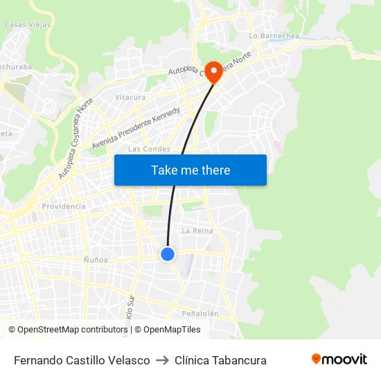 Fernando Castillo Velasco to Clínica Tabancura map