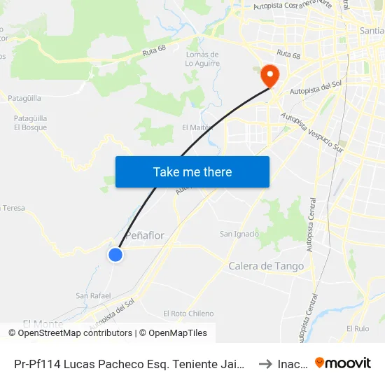 Pr-Pf114 Lucas Pacheco Esq. Teniente Jaime Sanz to Inacap map