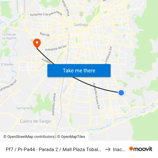 Pf7 / Pr-Pa44 - Parada 2 / Mall Plaza Tobalaba to Inacap map