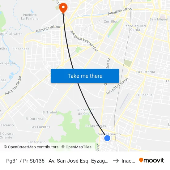 Pg31 / Pr-Sb136 - Av. San José Esq. Eyzaguirre to Inacap map