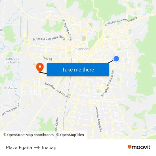 Plaza Egaña to Inacap map