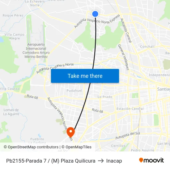 Pb2155-Parada 7 / (M) Plaza Quilicura to Inacap map