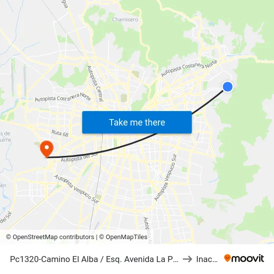 Pc1320-Camino El Alba / Esq. Avenida La Plaza to Inacap map