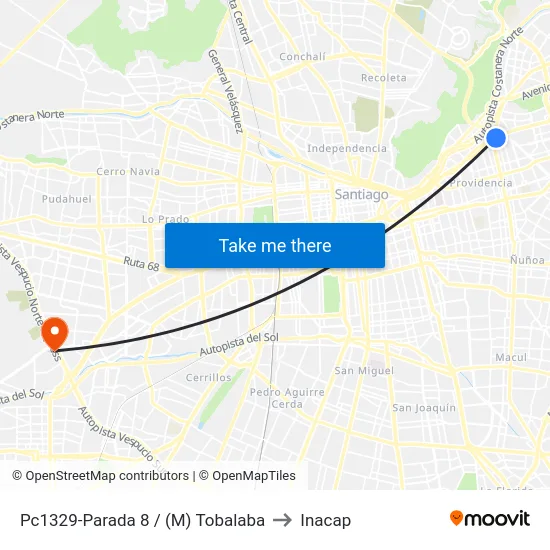 Pc1329-Parada 8 / (M) Tobalaba to Inacap map