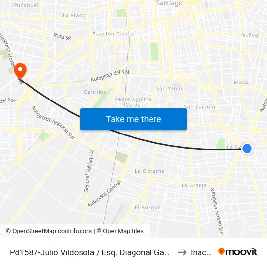 Pd1587-Julio Vildósola / Esq. Diagonal Gaspar to Inacap map