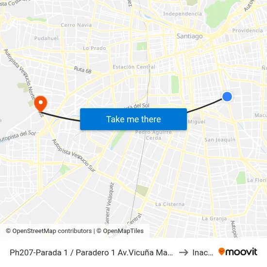 Ph207-Parada 1 / Paradero 1 Av.Vicuña Mackenna to Inacap map