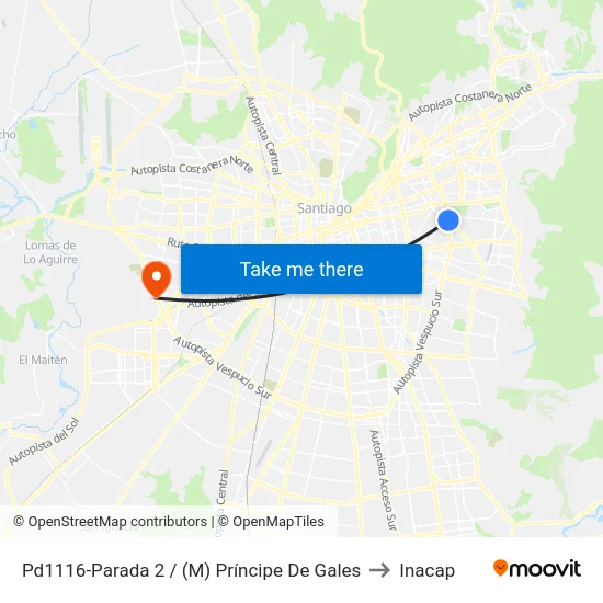 Pd1116-Parada 2 / (M) Príncipe De Gales to Inacap map