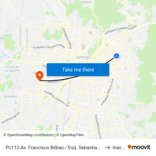 Pc112-Av. Francisco Bilbao / Esq. Sebastian Elcano to Inacap map