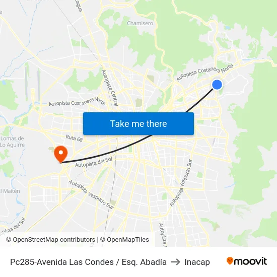 Pc285-Avenida Las Condes / Esq. Abadía to Inacap map