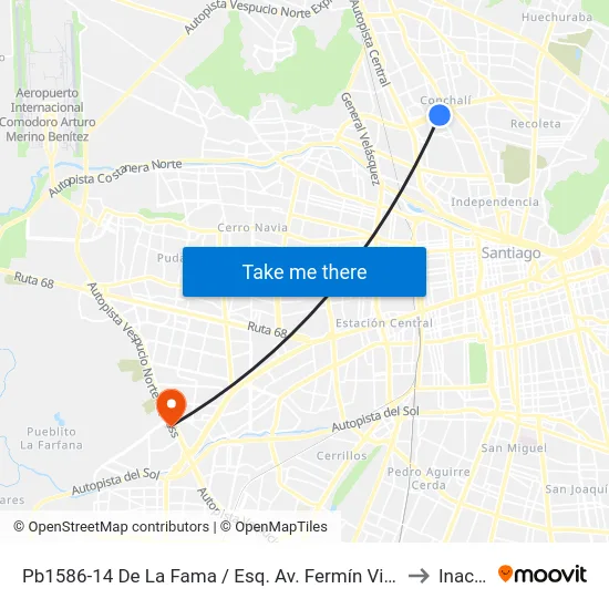 Pb1586-14 De La Fama / Esq. Av. Fermín Vivaceta to Inacap map