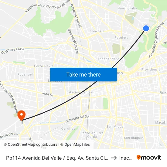 Pb114-Avenida Del Valle / Esq. Av. Santa Clara to Inacap map
