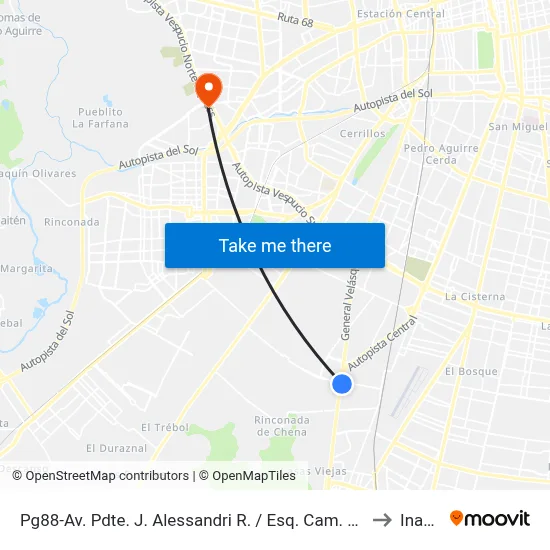 Pg88-Av. Pdte. J. Alessandri R. / Esq. Cam. Las Acacias to Inacap map