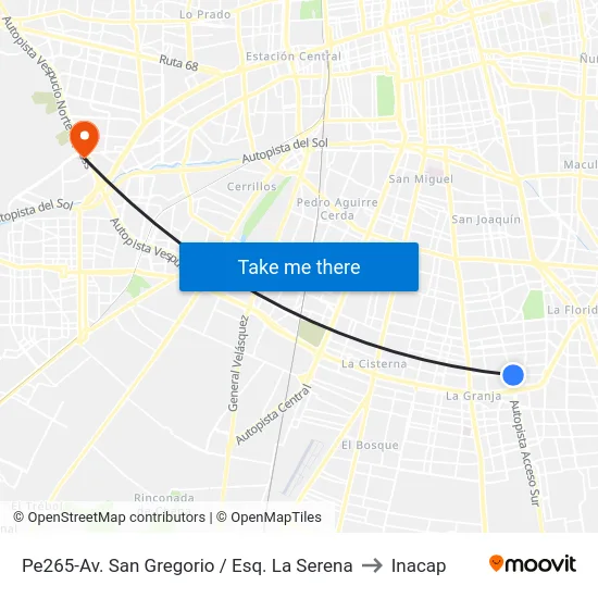 Pe265-Av. San Gregorio / Esq. La Serena to Inacap map