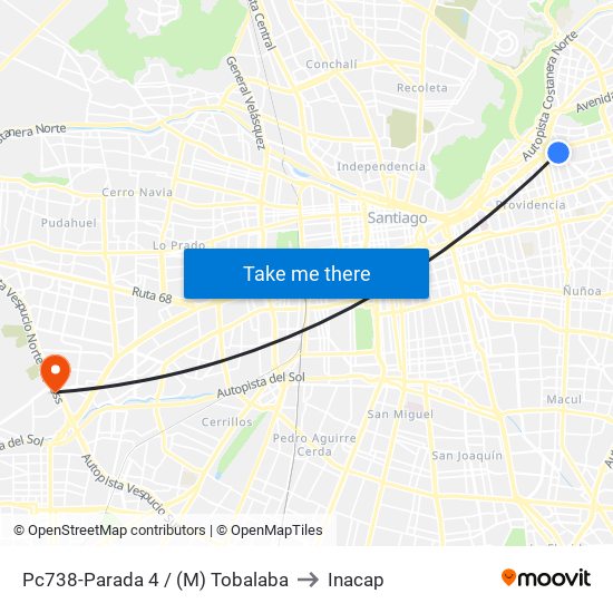 Pc738-Parada 4 / (M) Tobalaba to Inacap map
