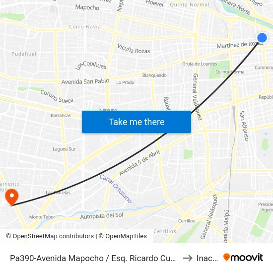 Pa390-Avenida Mapocho / Esq. Ricardo Cumming to Inacap map