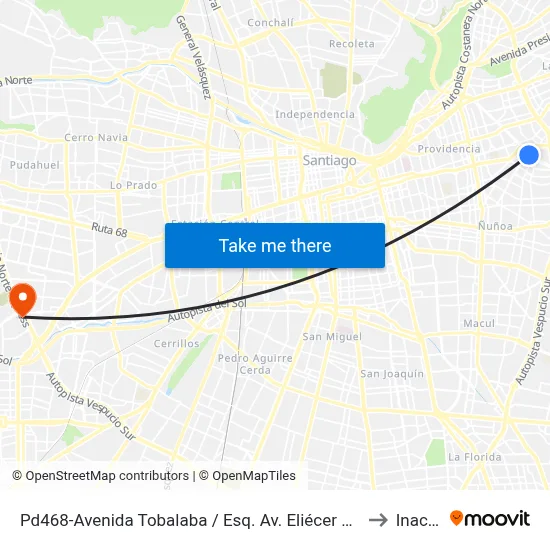 Pd468-Avenida Tobalaba / Esq. Av. Eliécer Parada to Inacap map