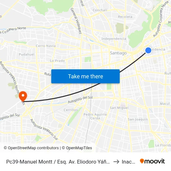 Pc39-Manuel Montt / Esq. Av. Eliodoro Yáñez to Inacap map