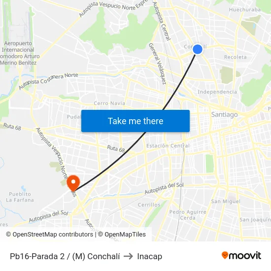 Pb16-Parada 2 / (M) Conchalí to Inacap map