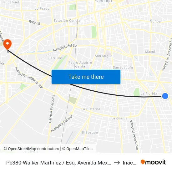 Pe380-Walker Martínez / Esq. Avenida México to Inacap map