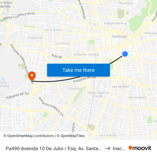 Pa490-Avenida 10 De Julio / Esq. Av. Santa Rosa to Inacap map