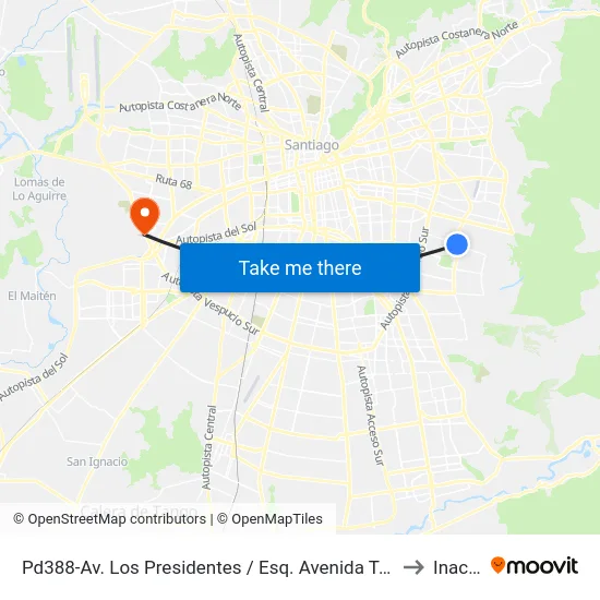 Pd388-Av. Los Presidentes / Esq. Avenida Tobalaba to Inacap map