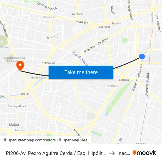 Pi206-Av. Pedro Aguirre Cerda / Esq. Hipólito Villegas to Inacap map
