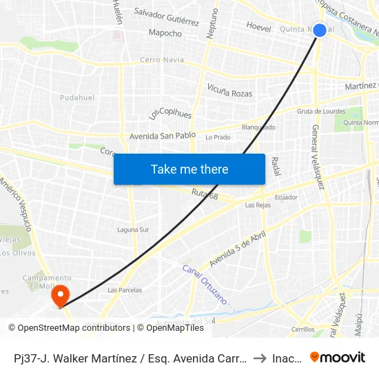 Pj37-J. Walker Martínez / Esq. Avenida Carrascal to Inacap map