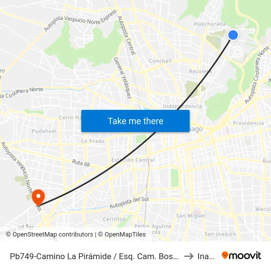 Pb749-Camino La Pirámide / Esq. Cam. Bosque De Stgo. to Inacap map