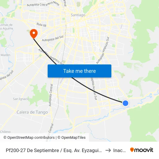 Pf200-27 De Septiembre / Esq. Av. Eyzaguirre to Inacap map