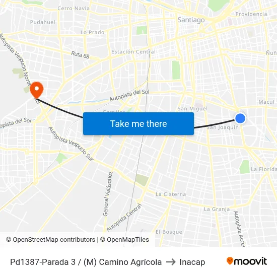 Pd1387-Parada 3 / (M) Camino Agrícola to Inacap map