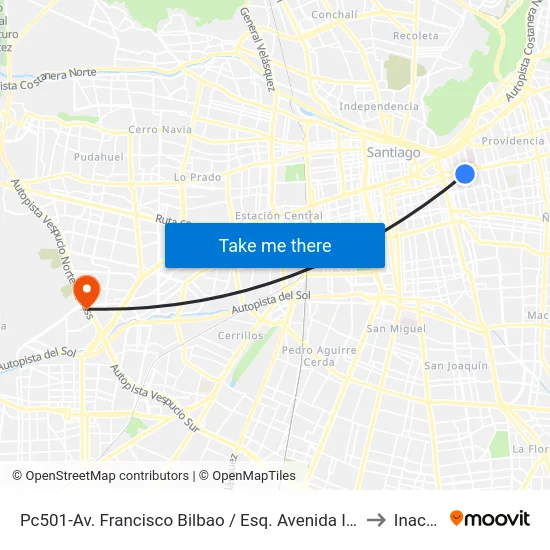 Pc501-Av. Francisco Bilbao / Esq. Avenida Italia to Inacap map