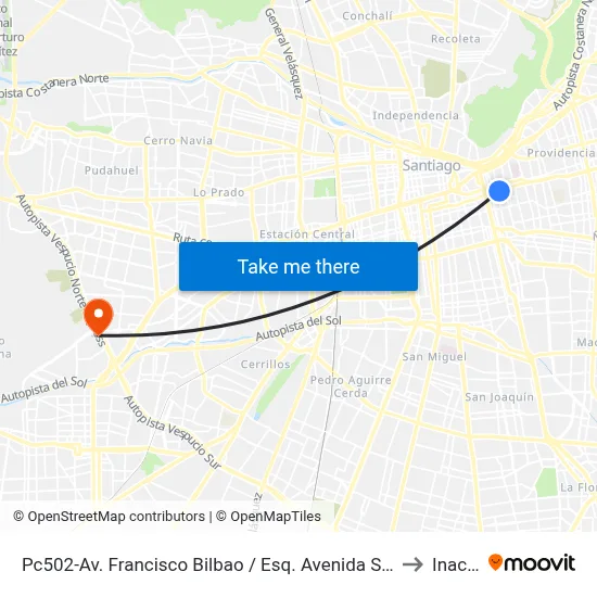 Pc502-Av. Francisco Bilbao / Esq. Avenida Seminario to Inacap map