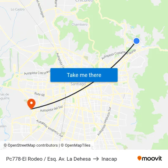 Pc778-El Rodeo / Esq. Av. La Dehesa to Inacap map